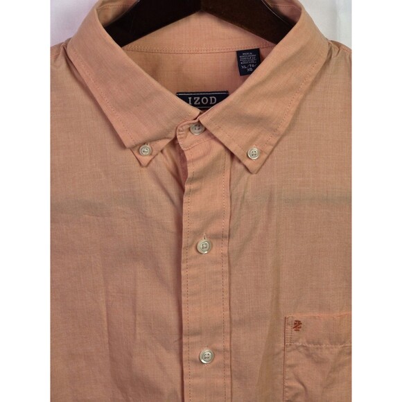 Izod Shirt Men's XL Peach Long Sleeve Button‎ Up Shirt - Picture 2 of 8
